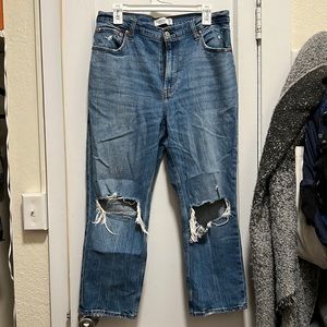 Abercrombie curve love ankle straight ultra high rise ripped jeans